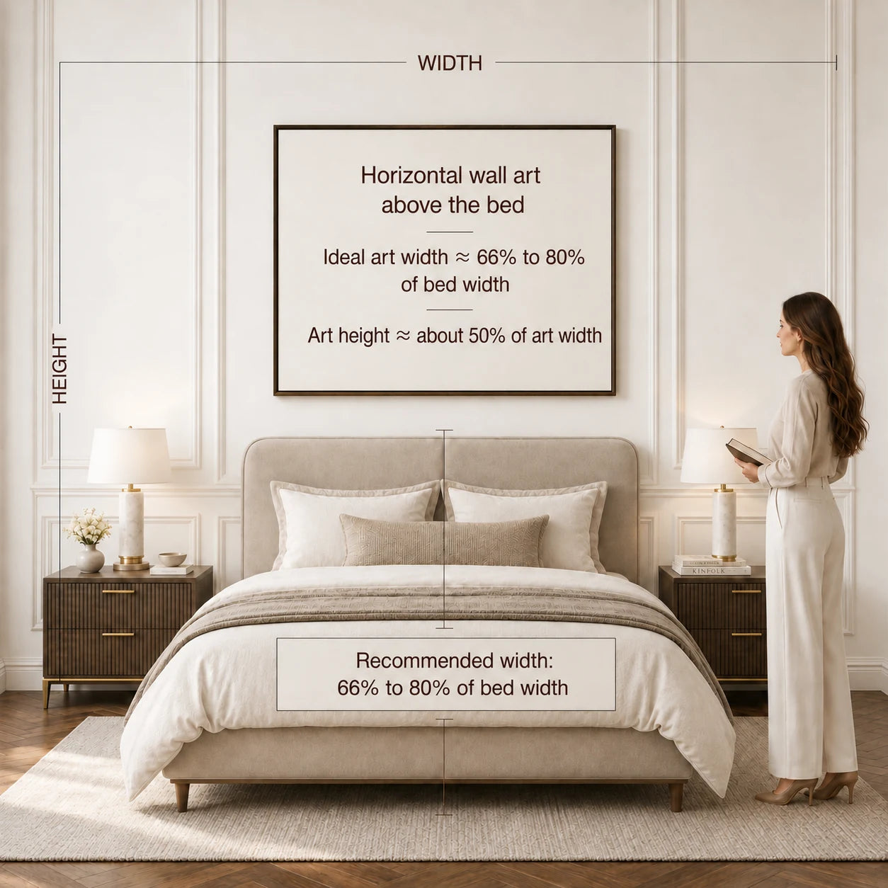 Artwork size examples above a bed, example 1