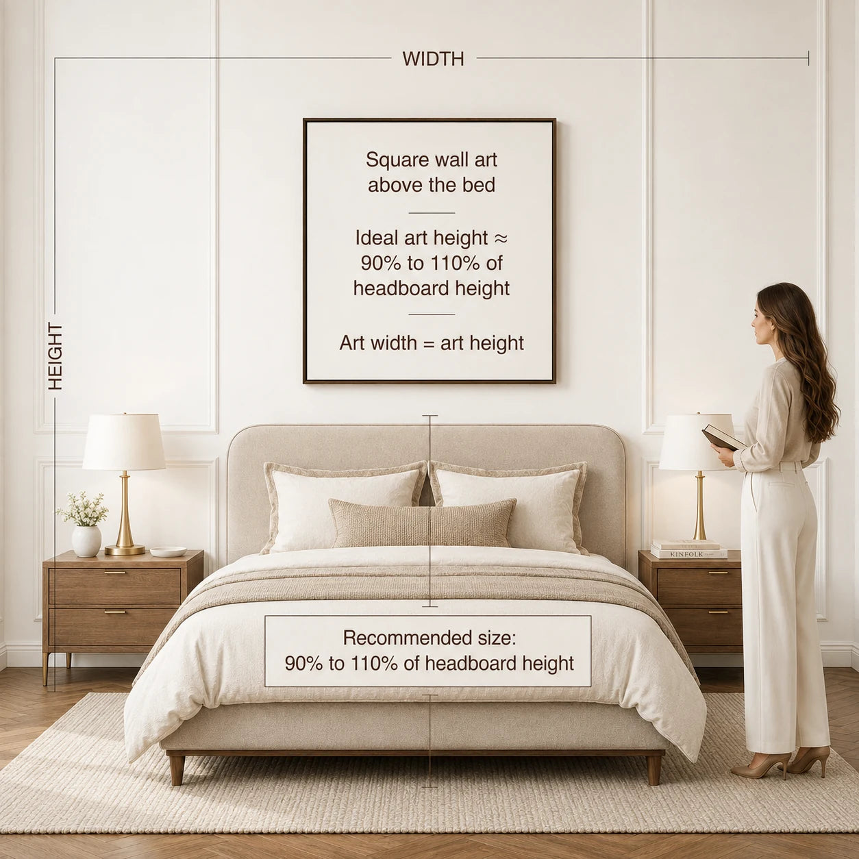 Artwork size examples above a bed, example 2