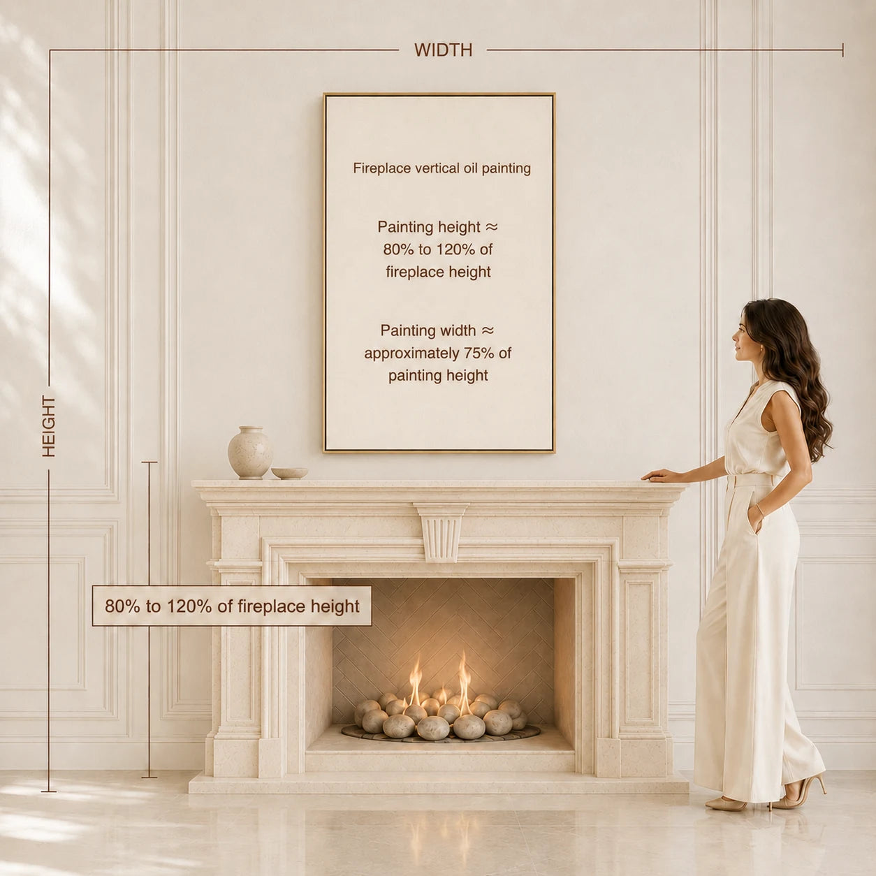Artwork size examples above a fireplace, example 3