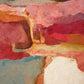 Full abstract artwork with layered rose and terracotta color fields, muted blue-green and creamy white passages.
