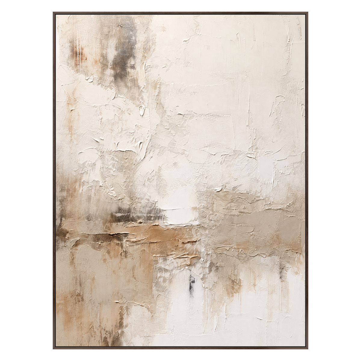 Quiet Earth vertical artwork in a dark brown wood frame on a transparent background.