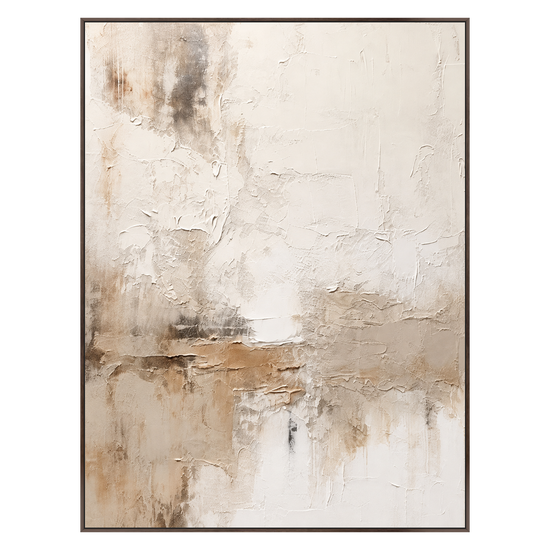 Quiet Earth vertical artwork in a dark brown wood frame on a transparent background.