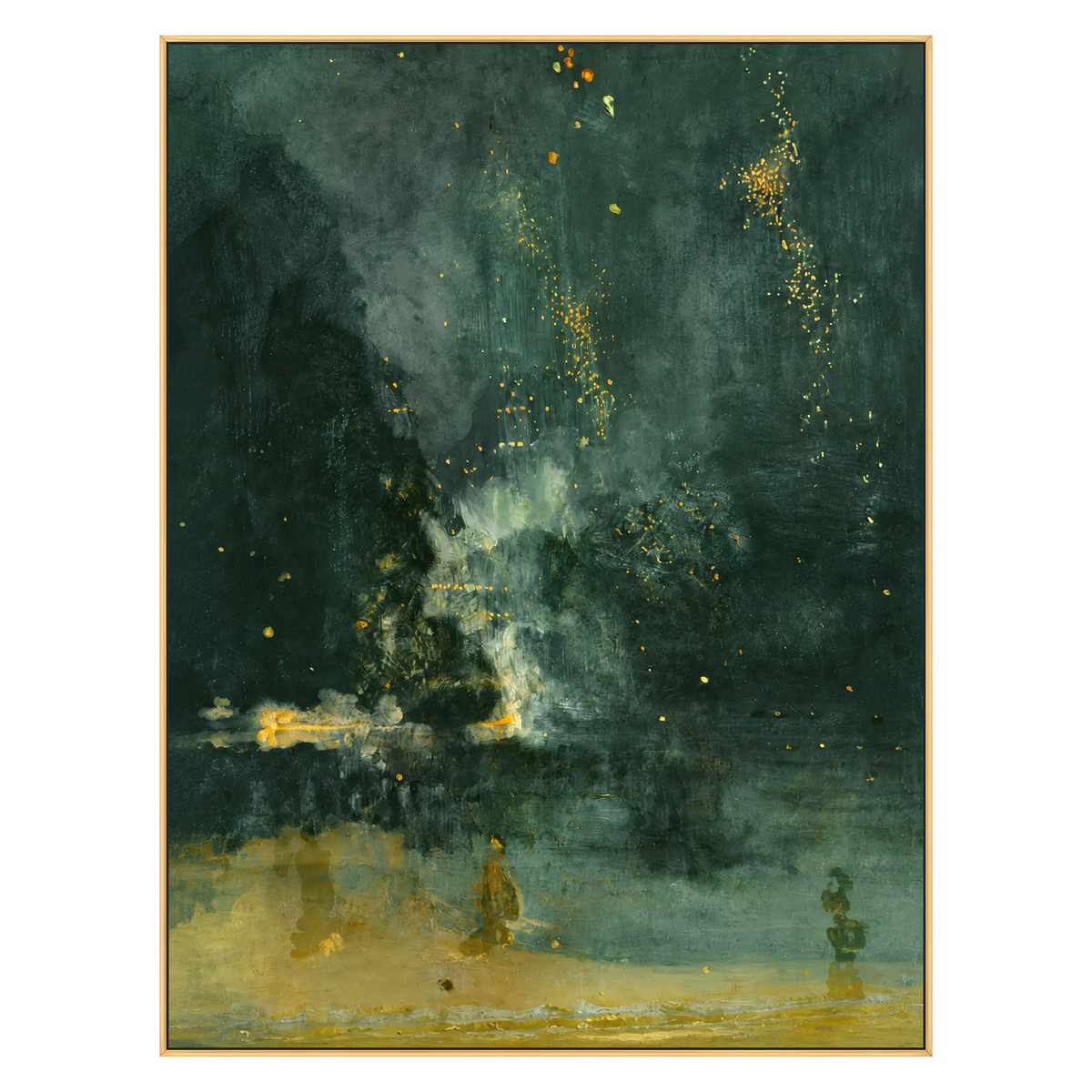 Emerald Haze vertical artwork in a gold frame on a transparent background.
