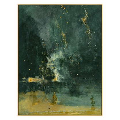 Emerald Haze vertical artwork in a gold frame on a transparent background.