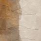 Full abstract artwork with warm sandstone and taupe beside soft ivory, crossed by thin irregular lines.