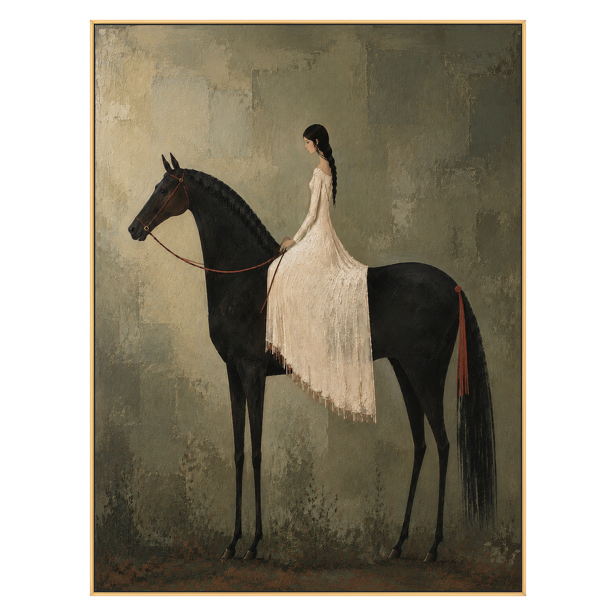 Silent Grace vertical artwork in a gold frame on a transparent background.
