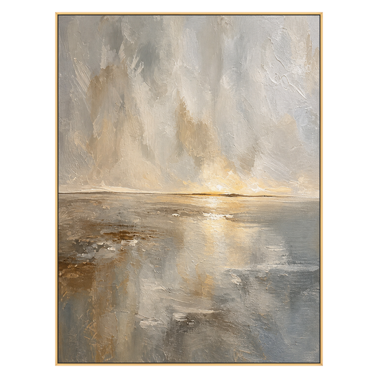 Gilded Horizon vertical artwork in a gold frame on a transparent background.