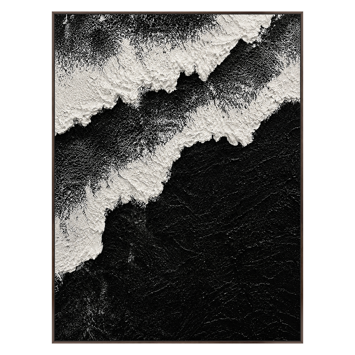 Midnight Surf vertical artwork in a dark brown wood frame on a transparent background.