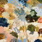 Full botanical artwork of airy stems and clustered cream, golden yellow, blush, navy and olive blossoms across a soft blue field.