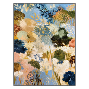 Meadow Reverie vertical artwork in a silver frame on a transparent background.