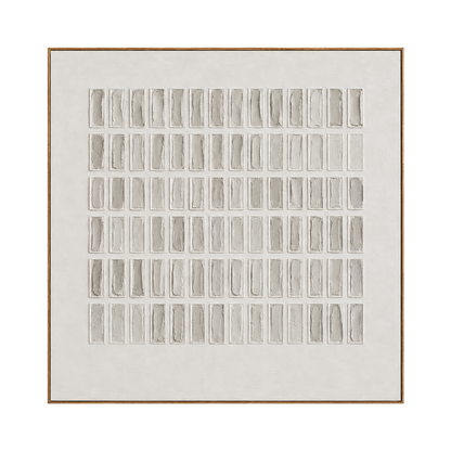 Quiet Grid square artwork in a natural wood frame on a transparent background.