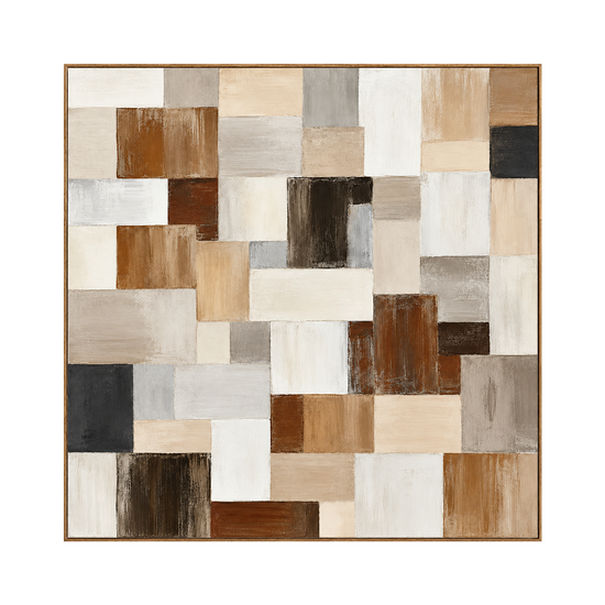 Timber Mosaic square artwork in a natural wood frame on a transparent background.