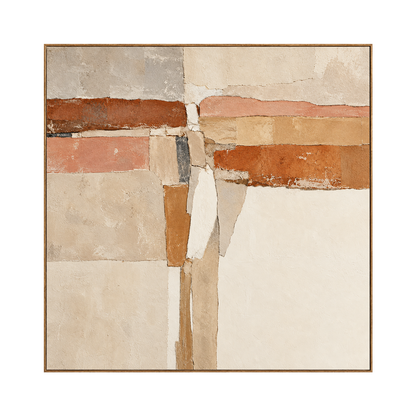Terracotta Crossing square artwork in a natural wood frame on a transparent background.