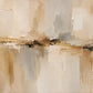 Soft columns of cream, sand and pale gray gather around a broken horizontal line, their colors drifting downward like reflections on still water. Full 2:1 artwork without a frame.
