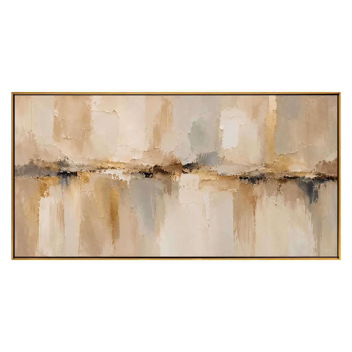 Sandstone Reflection panoramic artwork in a natural wood frame on a transparent background.