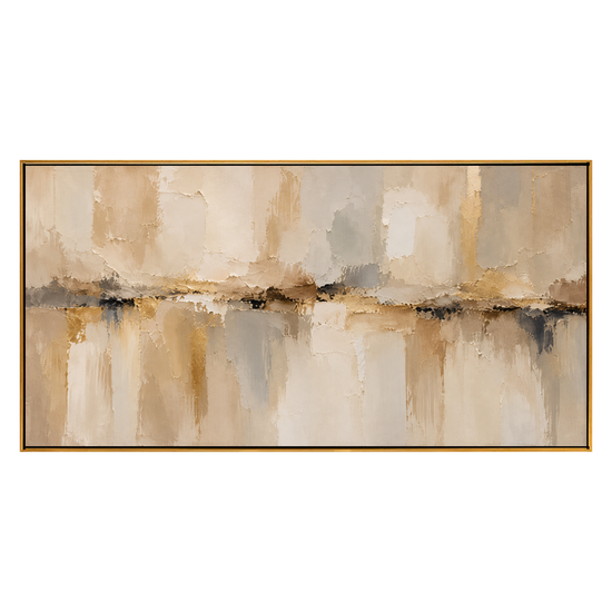 Sandstone Reflection panoramic artwork in a natural wood frame on a transparent background.