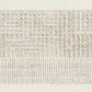 Rows of small ivory impressions form a broad rectangular field, shifting into slender vertical marks along the lower edge. Full 2:1 artwork without a frame.