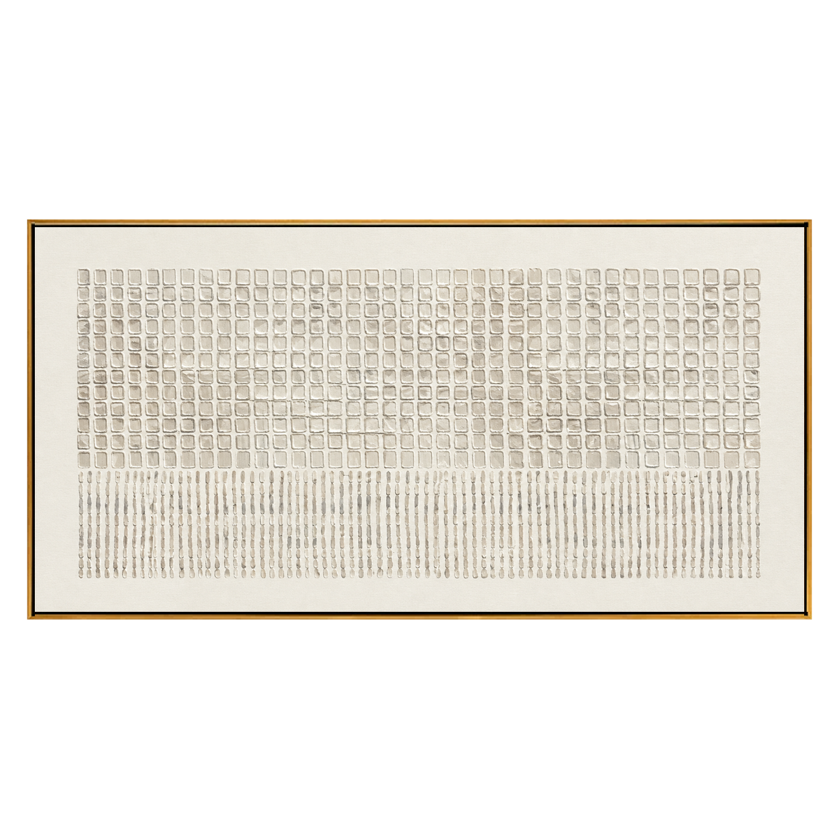 Ivory Cadence panoramic artwork in a natural wood frame on a transparent background.