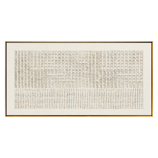 Ivory Cadence panoramic artwork in a natural wood frame on a transparent background.