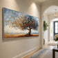 Autumn Radiance painting along a bright hallway with pale walls.