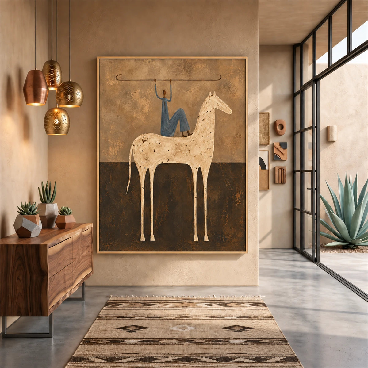 Balanced Rider artwork displayed in a furnished interior, room setting 3.