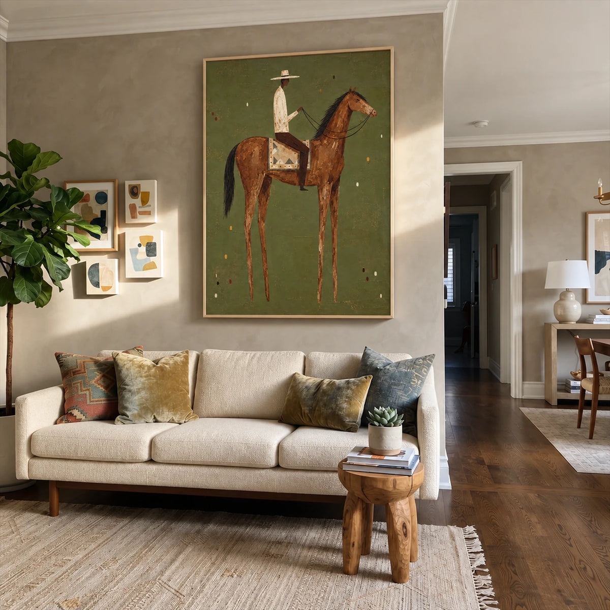 Sage Horseman artwork displayed in a furnished interior, room setting 4.