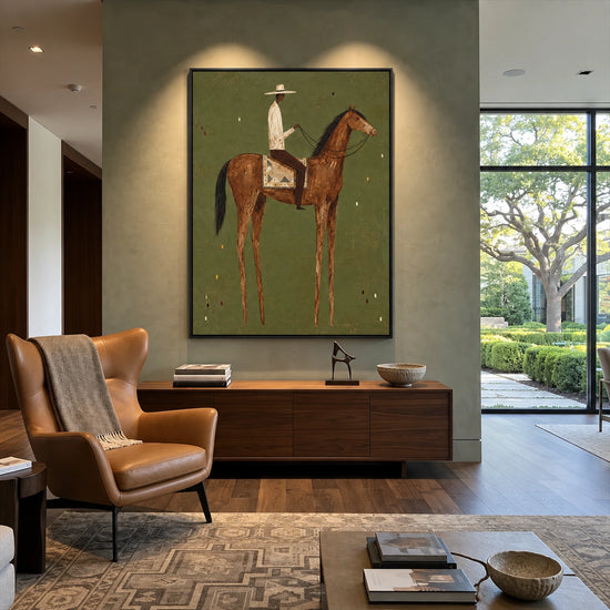 Sage Horseman artwork displayed in a furnished interior, room setting 5.