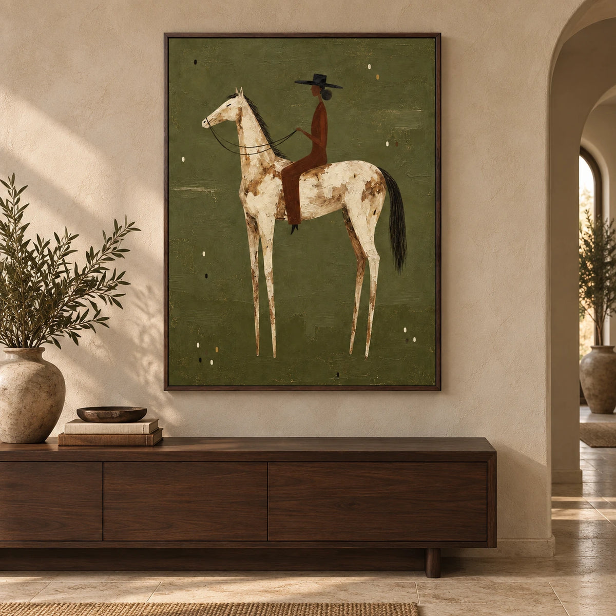Meadow Rider artwork displayed in a furnished interior, room setting 2.