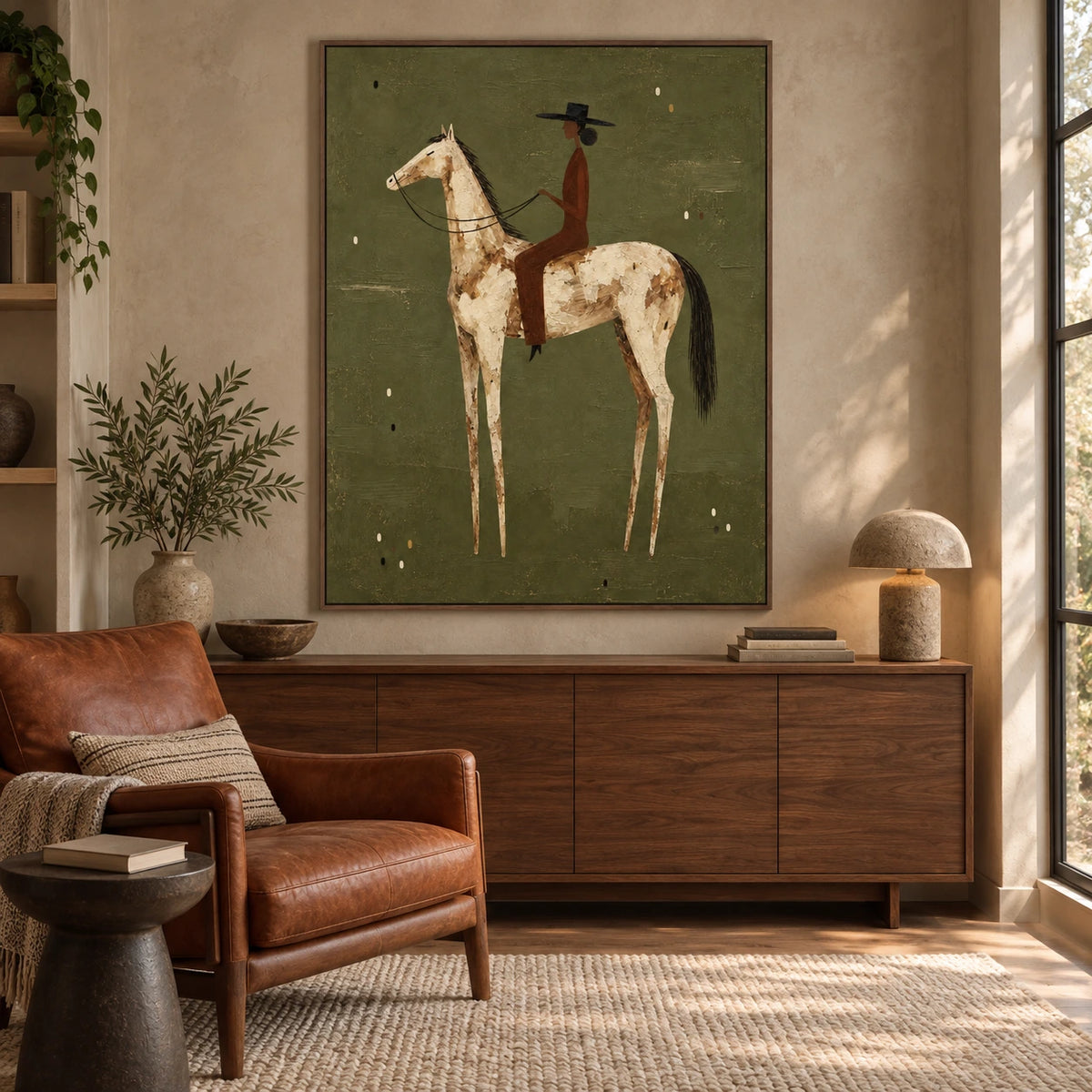 Meadow Rider artwork displayed in a furnished interior, room setting 4.