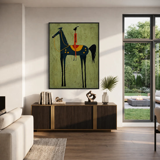 Midnight Horseman artwork displayed in a furnished interior, room setting 3.
