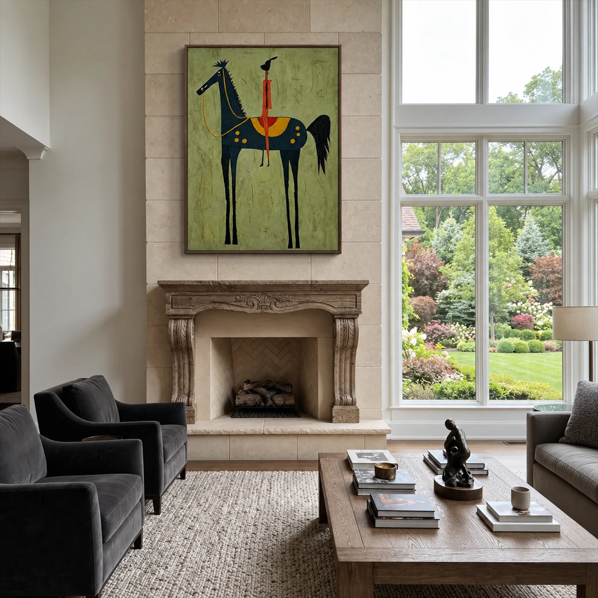 Midnight Horseman artwork displayed in a furnished interior, room setting 4.
