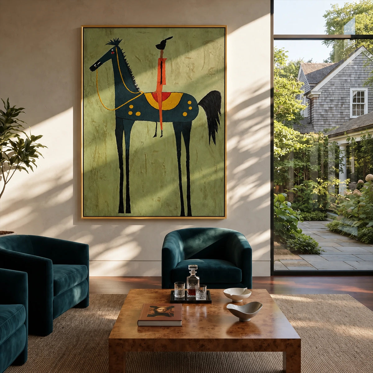Midnight Horseman artwork displayed in a furnished interior, room setting 5.