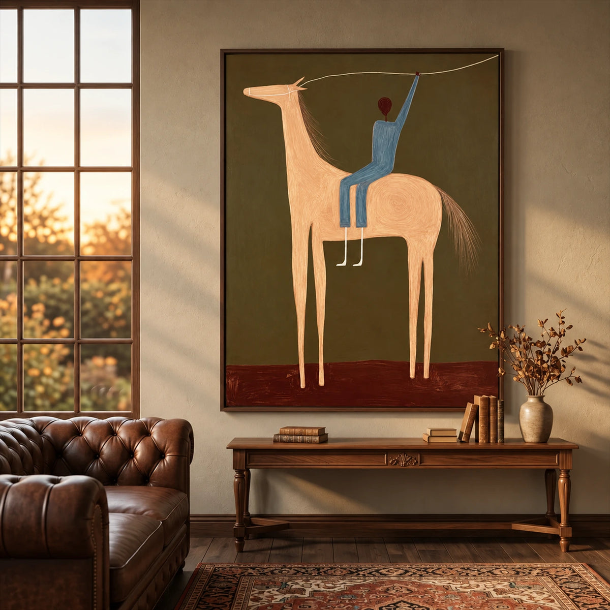 Pale Horseman artwork displayed in a furnished interior, room setting 3.