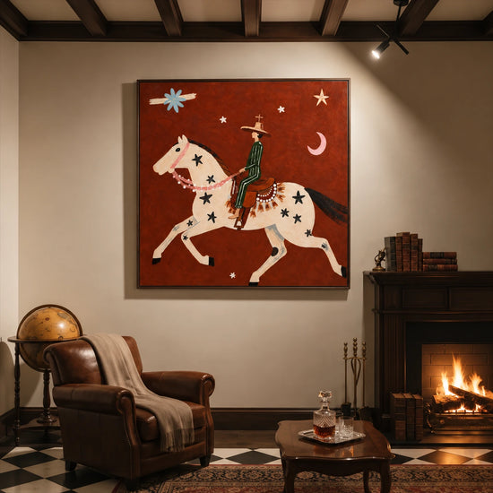 Starlit Vaquero artwork displayed in a furnished interior, room setting 1.