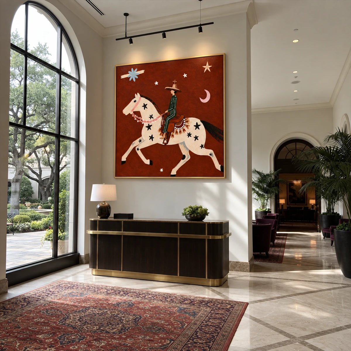 Starlit Vaquero artwork displayed in a furnished interior, room setting 2.