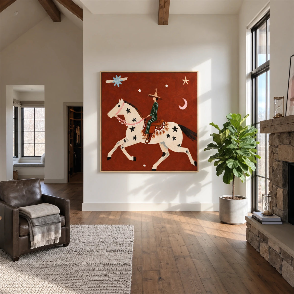 Starlit Vaquero artwork displayed in a furnished interior, room setting 3.