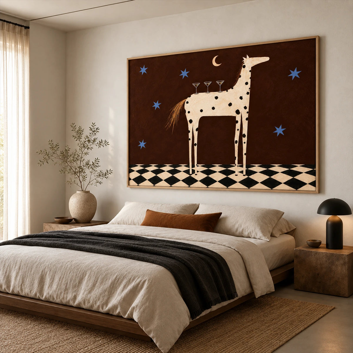 Moonlit Horse artwork displayed in a furnished interior, room setting 3.