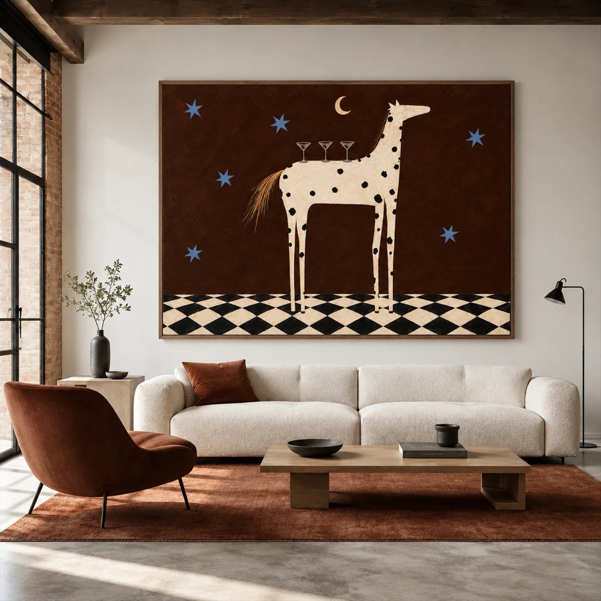 Moonlit Horse artwork displayed in a furnished interior, room setting 4.