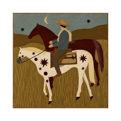 Prairie Crossing square artwork in a natural wood frame on a transparent background.