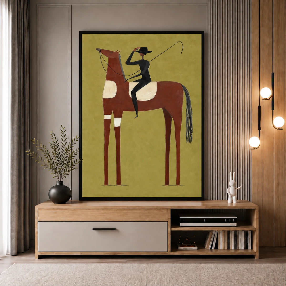 Olive Horseman artwork displayed in a furnished interior, room setting 3.