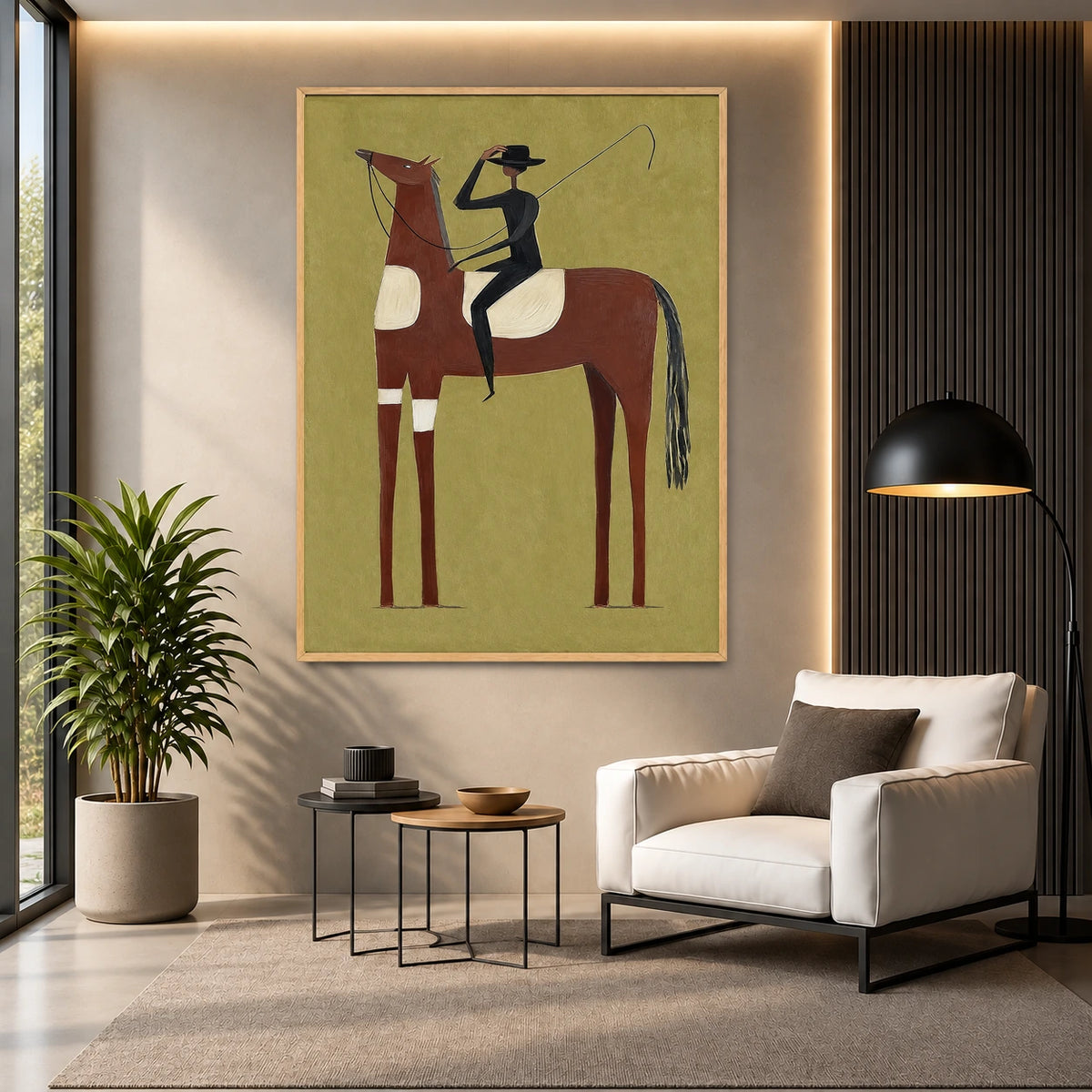 Olive Horseman artwork displayed in a furnished interior, room setting 5.
