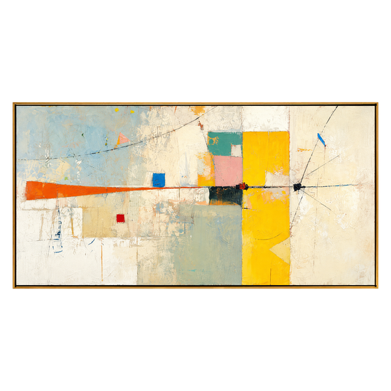 Citrine Balance panoramic artwork in a natural wood frame on a transparent background.