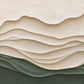 Soft ivory contours drift across a pale field before descending into layers of muted sage and deep green. Full 2:1 artwork without a frame.