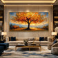 Amber Canopy painting above a pale sofa.