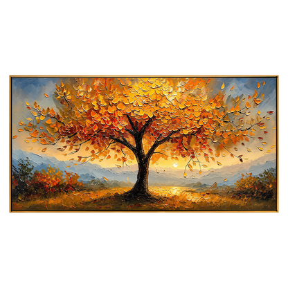 Amber Canopy panoramic artwork in a natural wood frame on a transparent background.