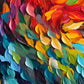 Vivid strokes of red, turquoise, yellow and violet overlap in a sweeping abstract rhythm. Full 2:1 artwork without a frame.