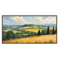 Golden Hills panoramic artwork in a brown wood frame on a transparent background.