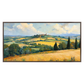 Golden Hills panoramic artwork in a dark brown wood frame on a transparent background.