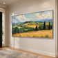 Golden Hills painting on a sunlit pale wall.