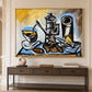Coffee Angles artwork in a gold frame, displayed in an entryway (interior view 3).